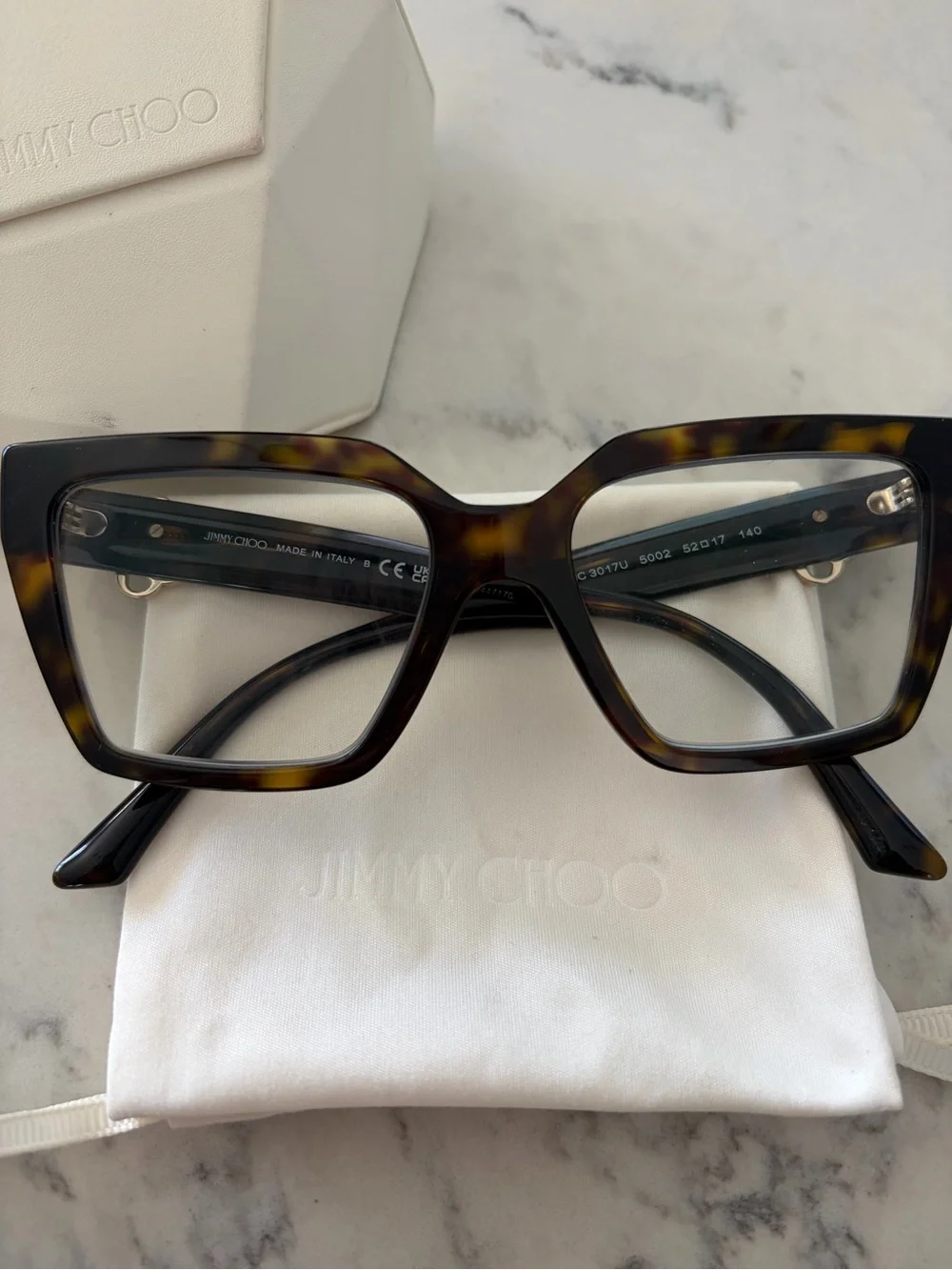 Jimmy Choo Women's Tortoiseshell Cat-Eye Glasses with Gold Accents